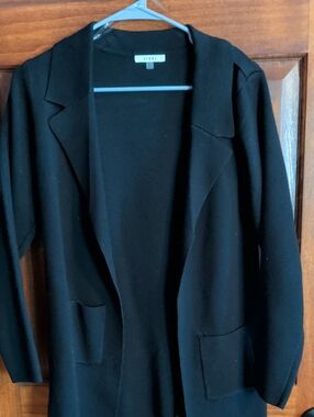 Women's Black Open-Front Blazer Cardigan